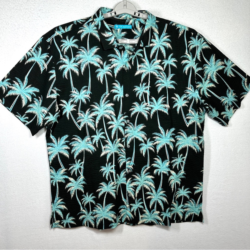 Tori Richard Prismatic Casual Shirt Mens 2XL Palm Tree Print Vacation Hawaiian